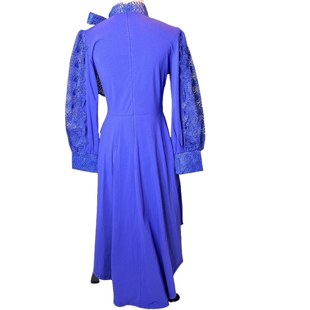 #A128   JJ FAIRYLAND Vintage-Inspired  Royal Blue Hi-Lo Hemline Drama NWT  M - Picture 4 of 12